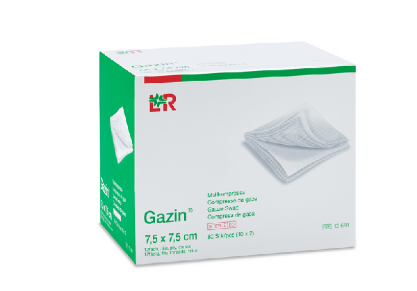 Gazin Mullkompresse steril, 7,5x7,5cm, 12f, 17fdg, 40x2 Stk