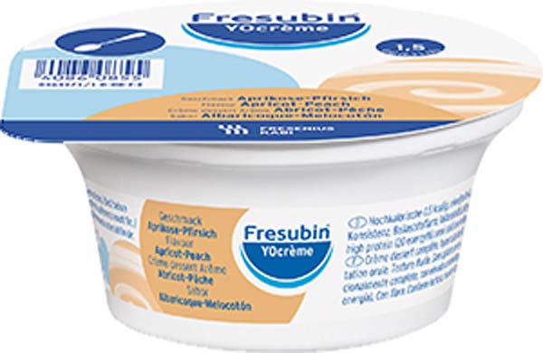 Fresubin Yocrème Aprikose-Pfirsich 6x4 x125 Gramm, hochkal., 150 kcal/100g,ab 6 Jahre