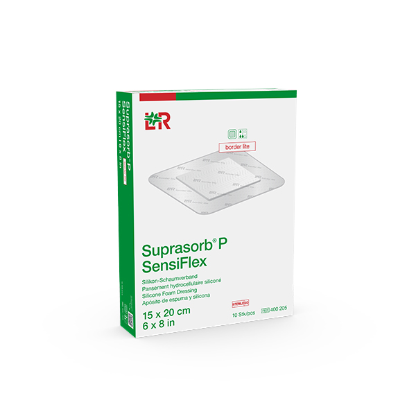 Suprasorb P SensiFlex PU-Schaumverband, steril, border lite, 15x20 cm, 10 Stk