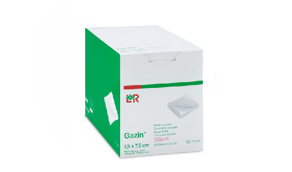 Gazin Mullkompresse steril, 7,5x7,5cm, 8f, 17fdg, 20x5 Stk