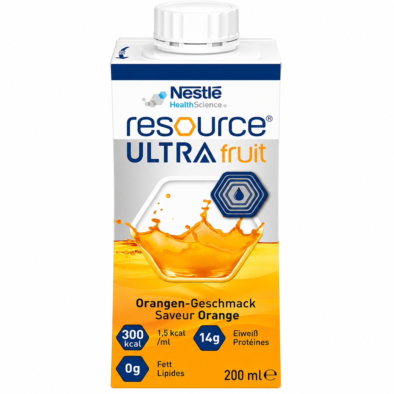Nestlé Resource Ultra Fruit Orange 6x4x200 ml, hochkalorisch, 1,5kcal/ml, ab 10 Jahre