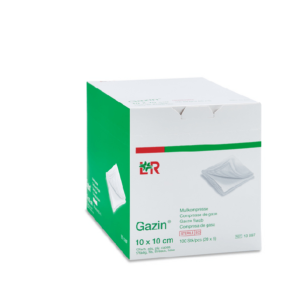 Gazin Mullkompresse steril, 10x10cm, 12f, 17fdg, 20x5 Stk