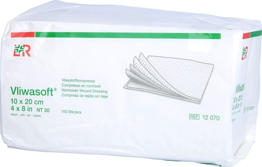 Vliwasoft Vliesstoffkompresse 10x20cm, 4-fach, 100 Stk