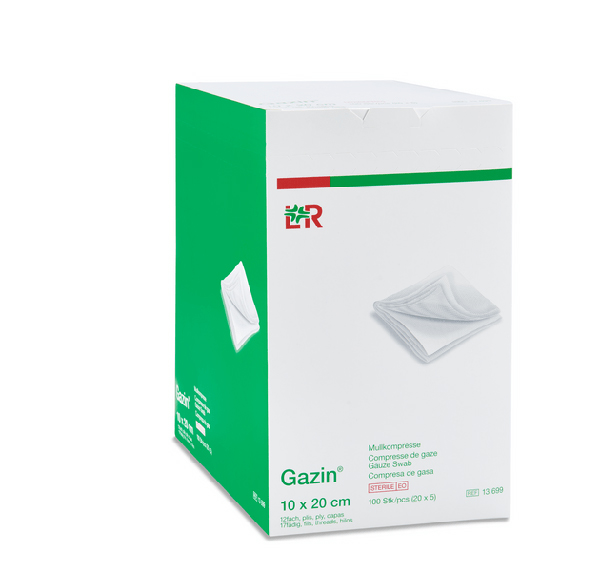 Gazin Mullkompresse steril, 10x20cm, 12f, 17fdg, 20x5 Stk
