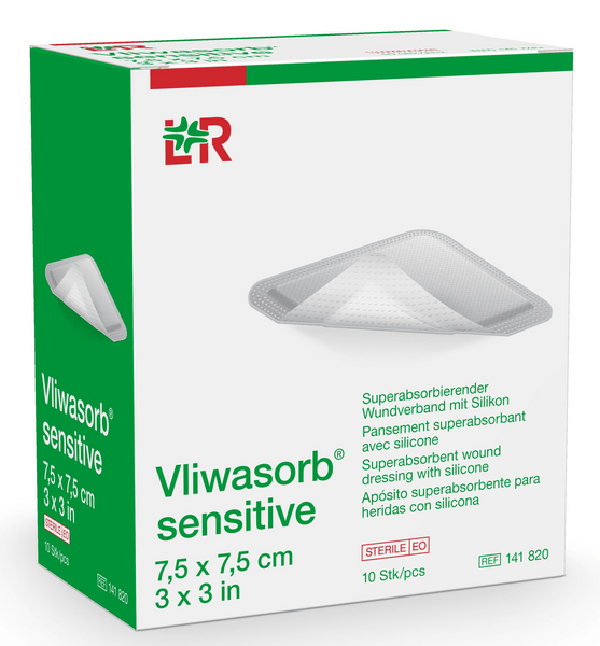 Vliwasorb sensitive 7,5x7,5 cm, 10 Stück, steril