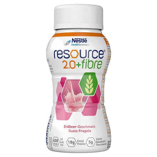 Nestlé Resource 2.0+ fibre Erdbeere 6x4x200 ml, hochkalorisch, 2,0kcal/ml, ab 3 Jahre