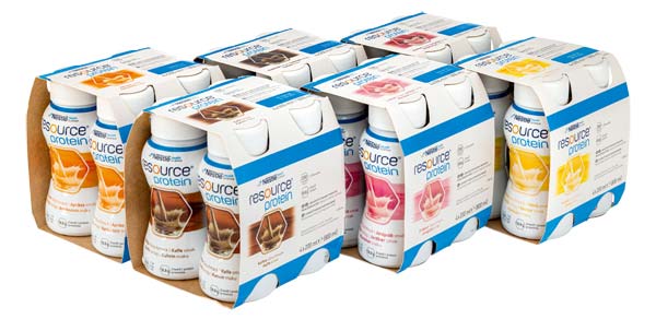 Nestlé Resource Protein Mischkarton 6x4x200 ml, hochkalorisch, 1,25kcal/ml, ab 3 Jahre