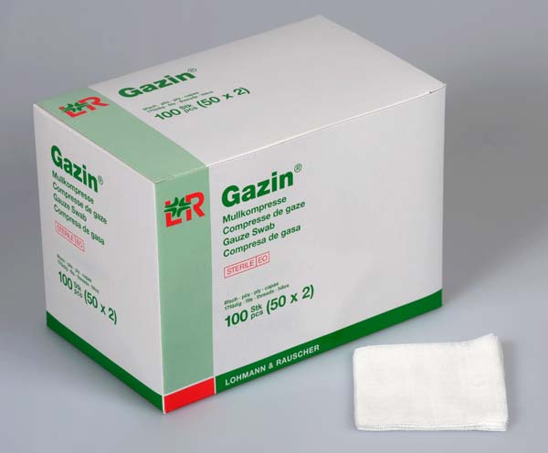 Gazin Mullkompresse steril, 5x5cm, 8f, 17fdg, 50x2 Stk