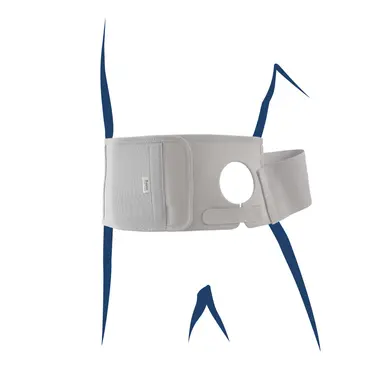 Stomabandage EasyOpener Plus H15 Gr.XL 100-110 cm, lichtgrau, Stomaöffnung Ø 72mm rechts