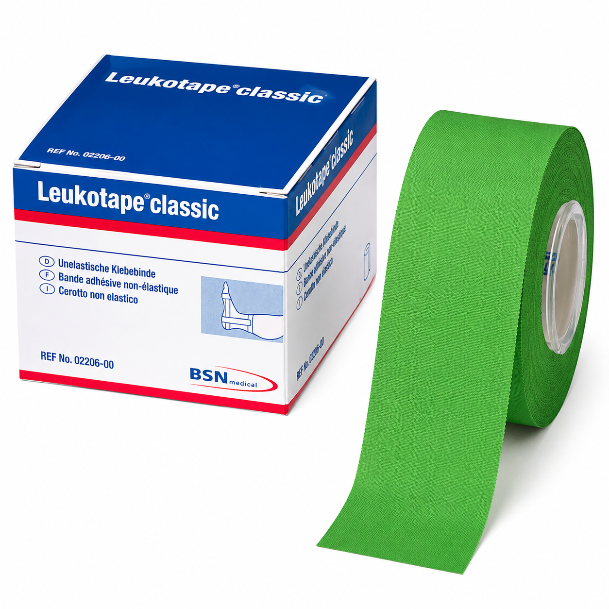 Leukotape classic, unelastische Klebebinde, grün 10m:3,75cm