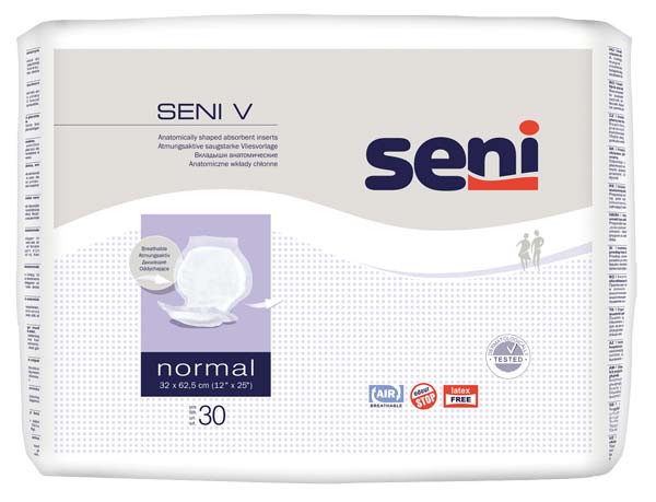 Seni V Normal Vliesvorlage bei Stuhlinkontinenz 1.040 ml, 32x62,5 cm