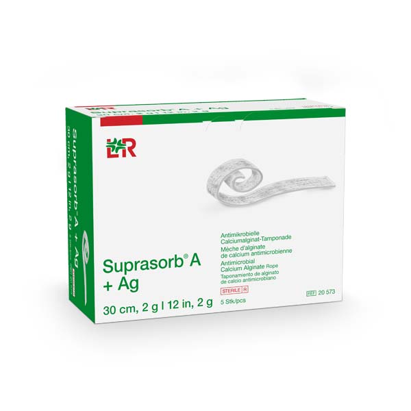Suprasorb A+Ag antimikr. Ca-Alginattamp. 2x30cm, 5 Stück
