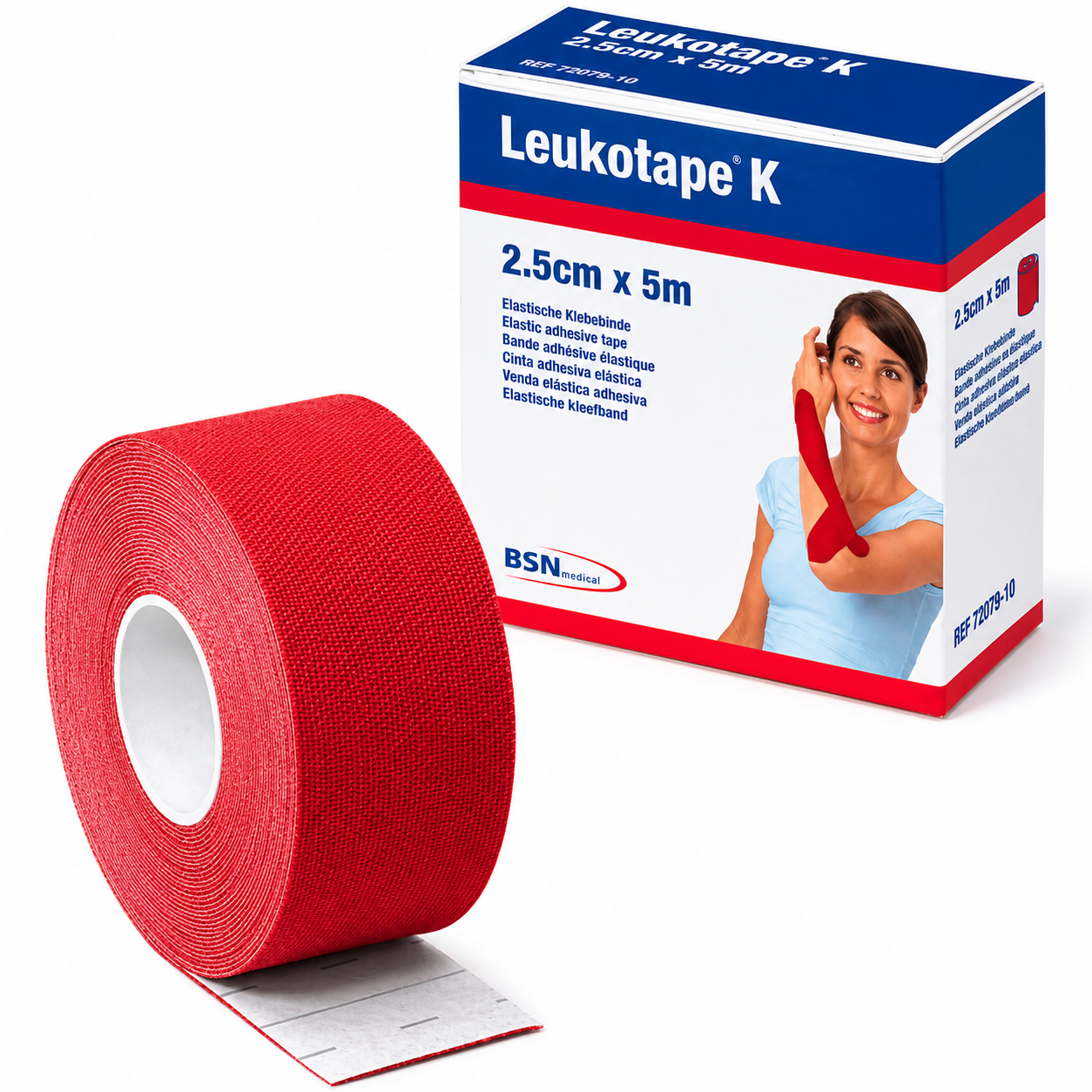 Leukotape K, elastische Klebebinde, rot 5m:2,5cm