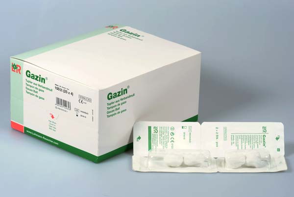 Gazin Tupfer aus Verbandmull steril, Gr.3, pflaumengr, 20 fdg, 2+2
