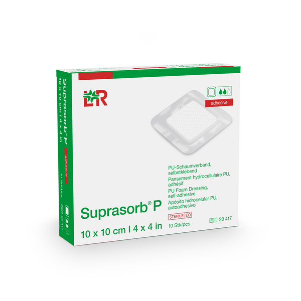 Suprasorb P PU-Schaumverband steril, selbstkleb., 10x10 cm, 10 Stück