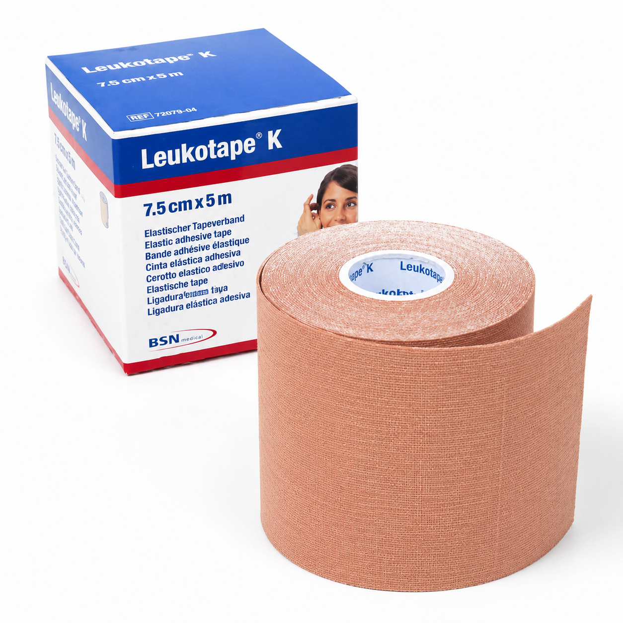Leukotape K, elastische Klebebinde, hautfarben 5m:7,5cm