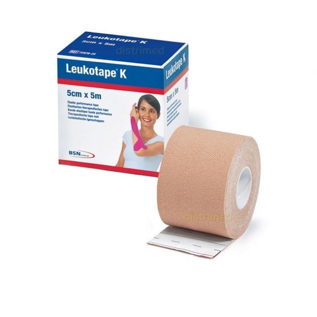 Leukotape K, elastische Klebebinde, hautfarben 5m:5cm