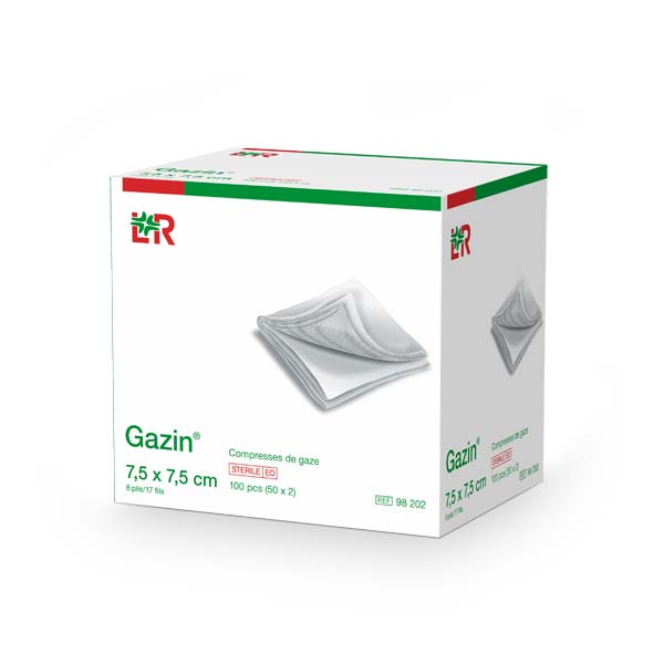 Gazin Mullkompresse 7,5x7,5cm, 8fach, 17fdg, 100 Stk