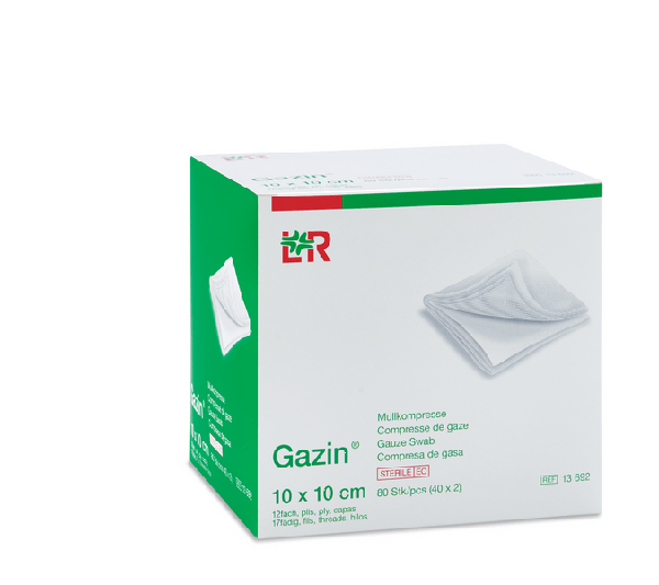 Gazin Mullkompresse steril, 10x10cm, 12f, 17fdg, 40x2 Stk