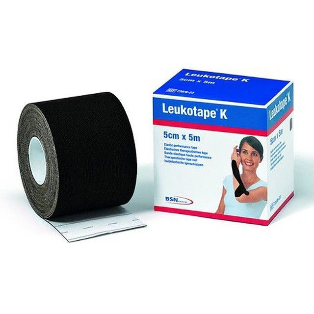 Leukotape K, elastische Klebebinde, schwarz 5 m : 5 cm