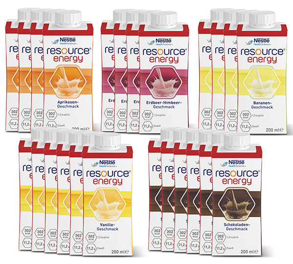 Nestlé Resource Energy Mischkarton 6x4x200 ml, hochkalorisch, 1,5kcal/ml, ab 3 Jahre