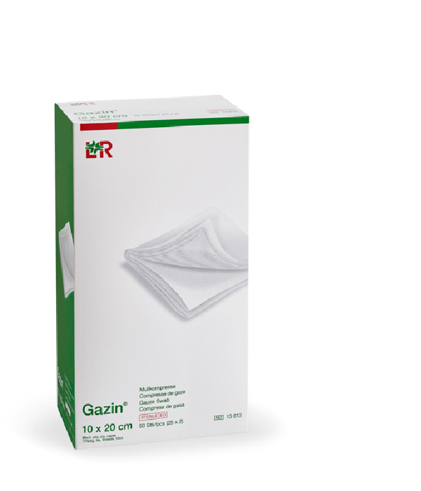 Gazin Mullkompresse steril, 10x20cm, 8f, 17fdg, 25x2 Stk