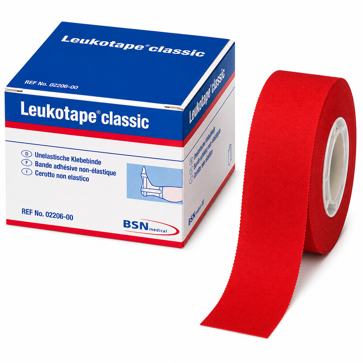 Leukotape classic, unelastische Klebebinde, rot 10m:3,75cm