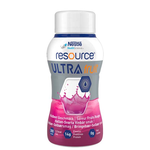 Nestlé Resource Ultra Fruit Waldbeere 6x4x200 ml, hochkalorisch, 1,5kcal/ml, ab 10 Jahre