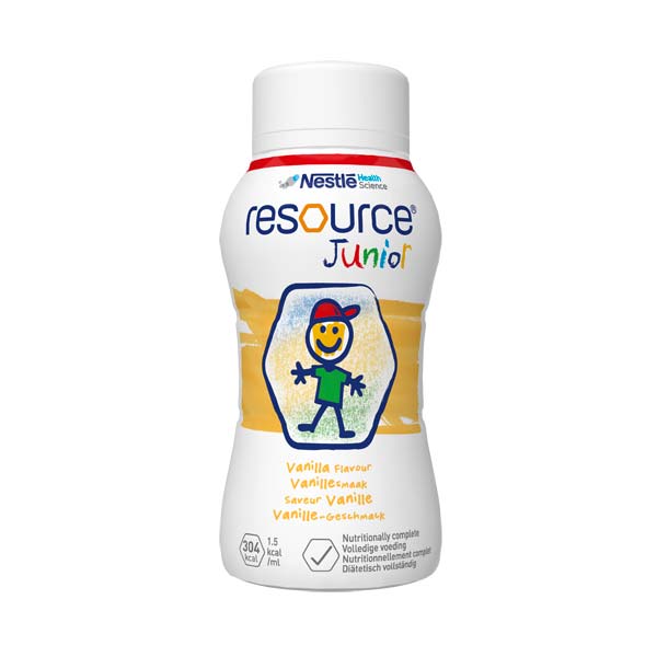 Resource Junior Vanille-Geschmack flüssig 6X4X200 ml, hochkalorisch, 1,5 kcal/ml, ab 1 Jahr