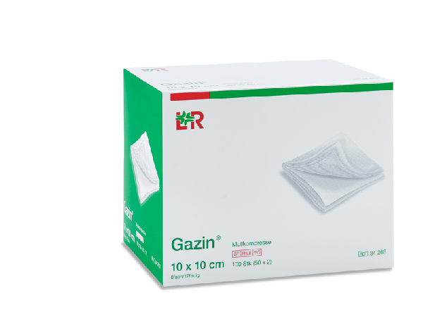 Gazin Mullkompresse steril, 10x10cm, 8f, 17fdg, 50x2 Stk