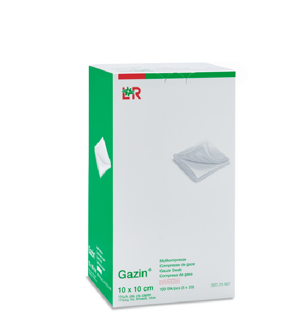 Gazin Mullkompresse steril, 10x10cm, 12f, 17fdg, 5x20 Stk