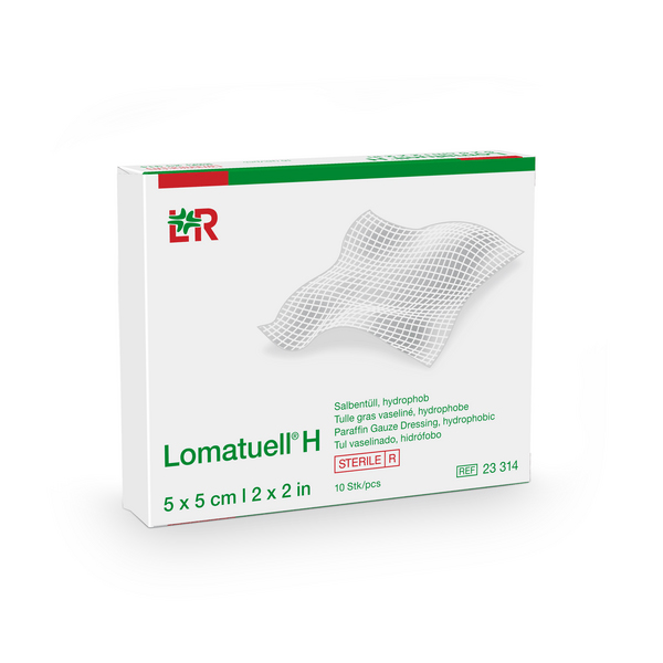 Lomatuell H Salbentüll, hydrophob steril, 5x5cm, 10 Stk