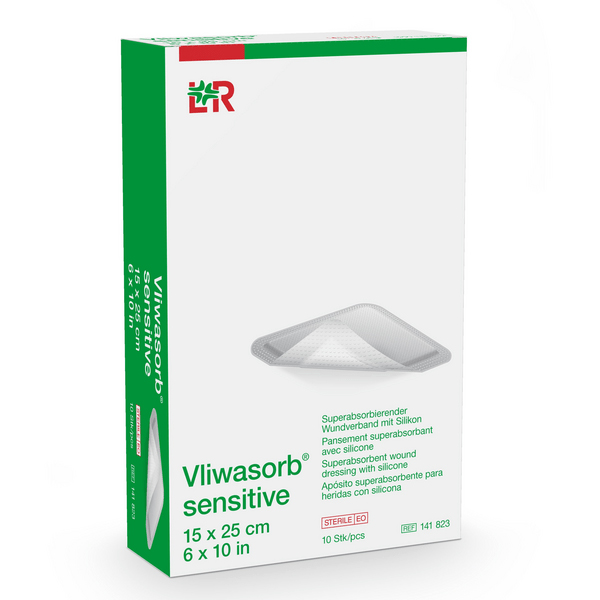 Vliwasorb sensitive 15x25 cm, 10 Stück, steril
