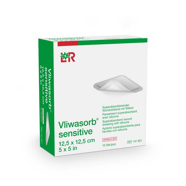 Vliwasorb sensitive 12,5x12,5 cm, 10 Stück, steril