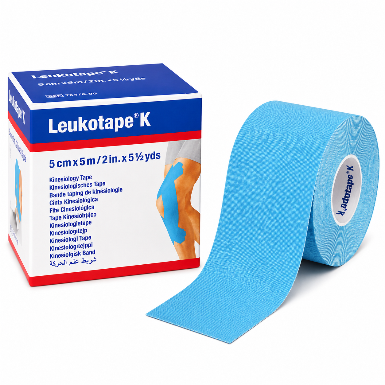 Leukotape K, elastische Klebebinde, hellblau 5 m : 5,00 cm