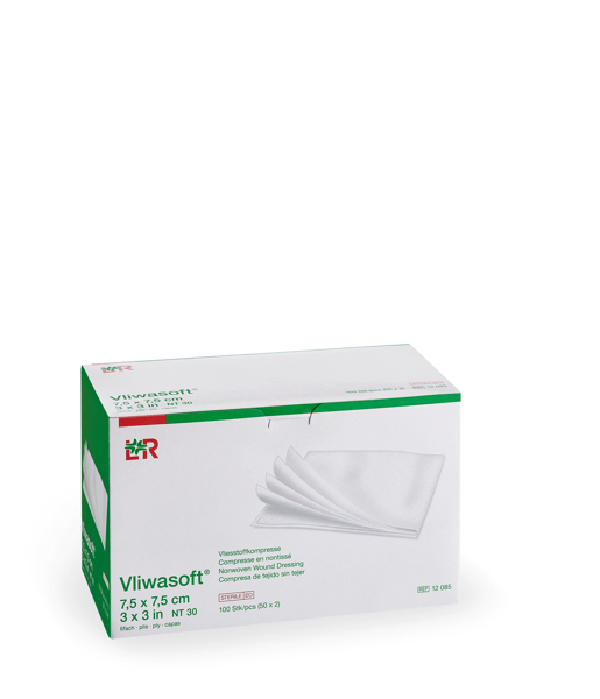 Vliwasoft Vliesstoffkompresse steril, 7,5x7,5cm, 6-fach, 50x2 Stk