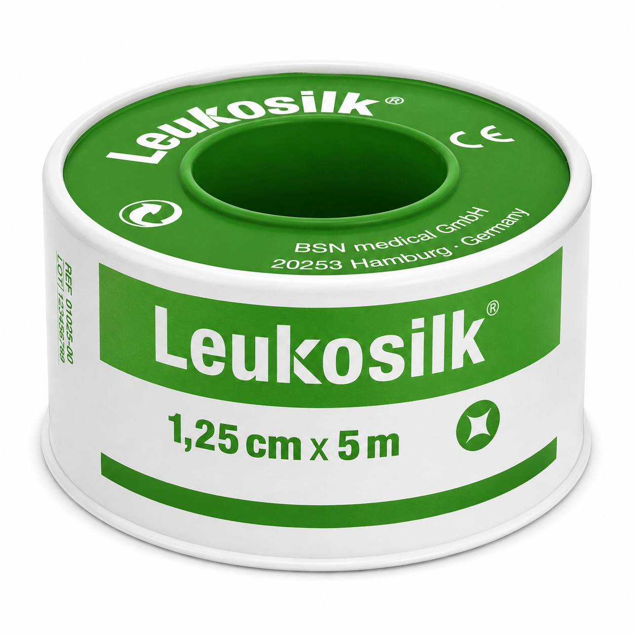 Leukosilk Rollenpflaster im Schutzring 1,25cm x 5m