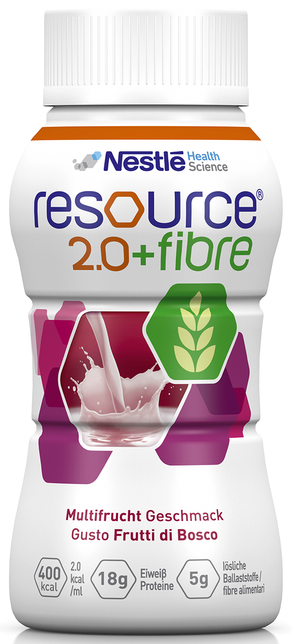Nestlé Resource 2.0+ fibre Multifrucht 6x4x200 ml, hochkalorisch, 2,0kcal/ml, ab 3 Jahre