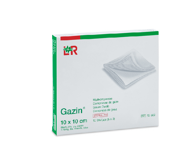 Gazin Mullkompresse steril, 10x10cm, 8f, 17fdg, 5x2 Stk