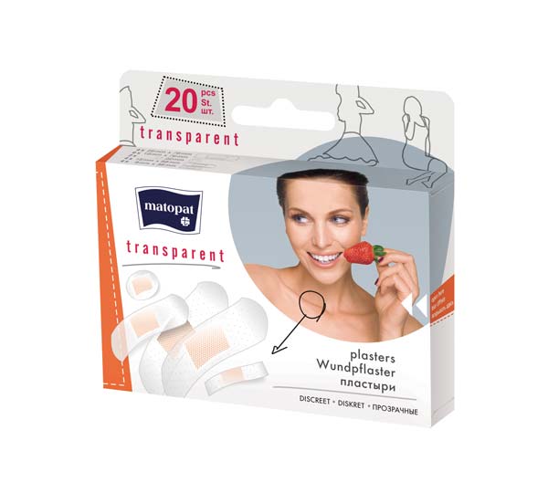 Pflasterset transparent 20Stk 24x76mm, 19x76mm, 15x58mm, Ø22mm