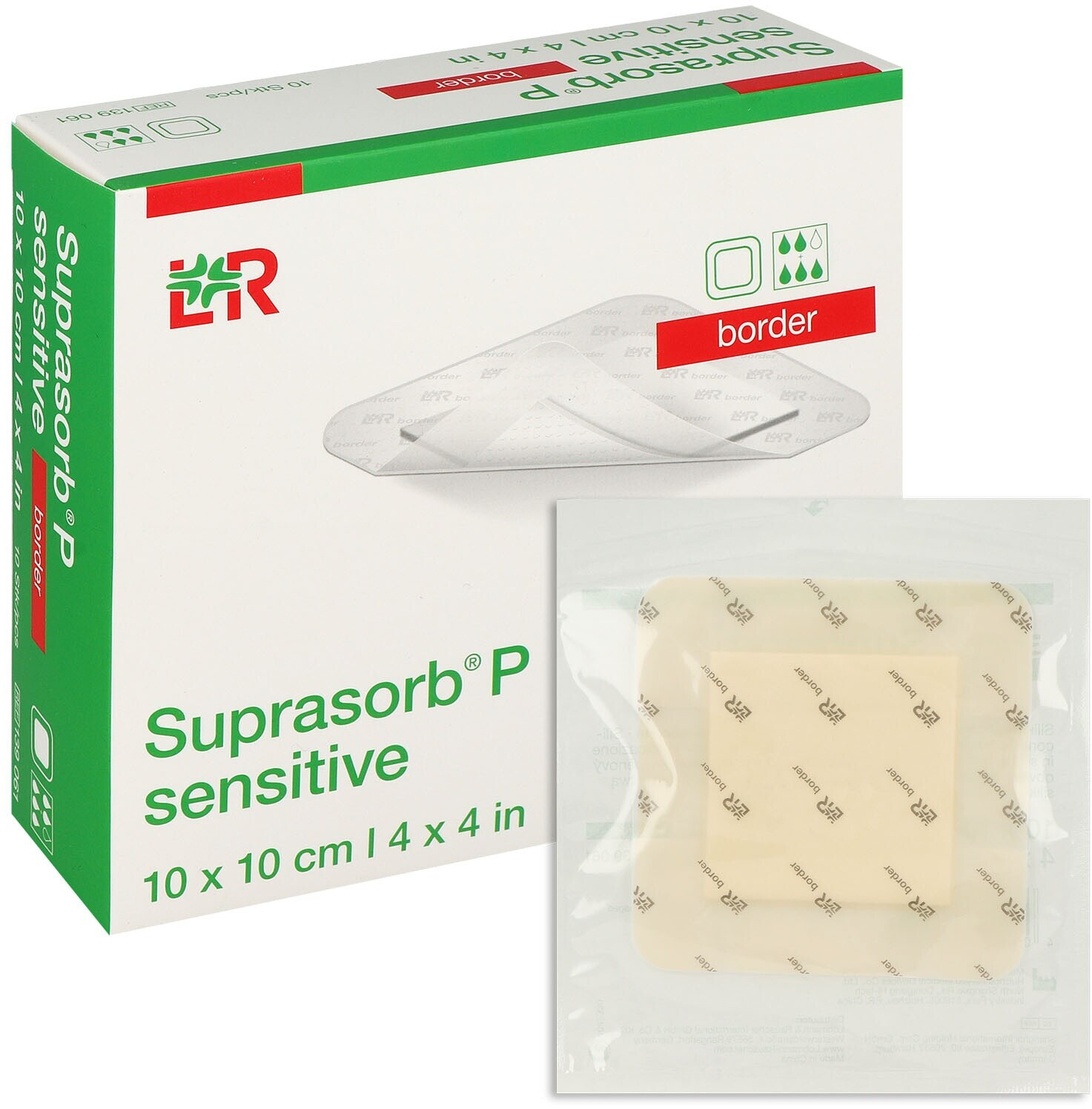 Suprasorb P sensitive PU-Schaumverband, steril, border lite, 10x10cm, 10 Stk