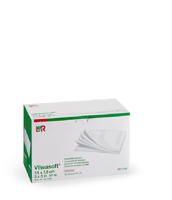 Vliwasoft Vliesstoffkompresse steril, 7,5x7,5cm, 4-fach, 75x2 Stk