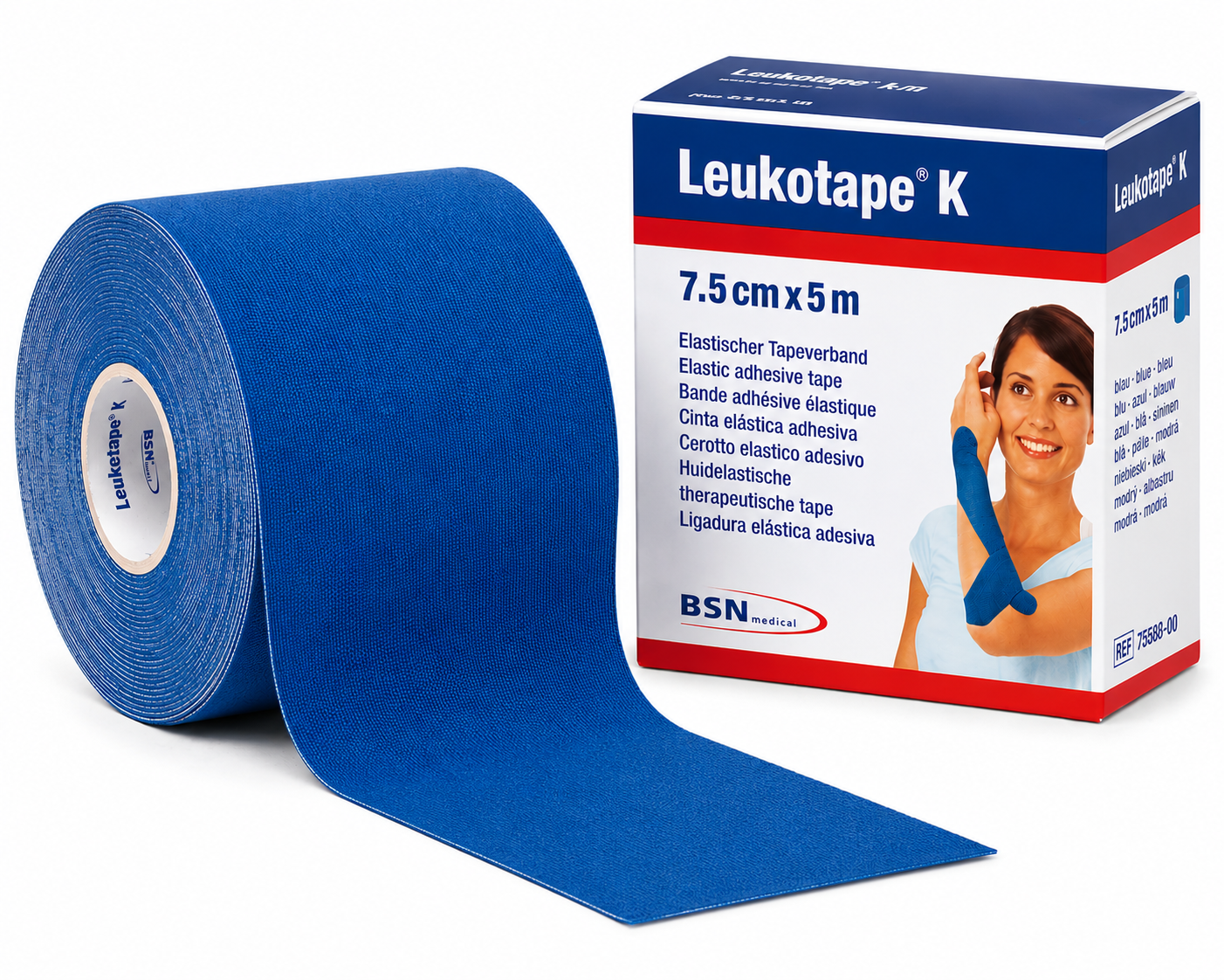 Leukotape K, elastische Klebebinde, blau 5m:7,5cm