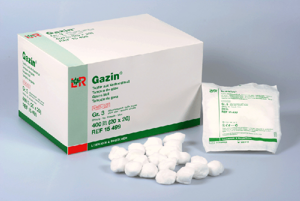 Gazin Tupfer aus Verbandmull ste, Gr.3, pflaumengr, 20fdg, 20x20 Stk