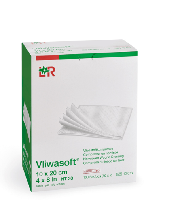 Vliwasoft Vliesstoffkompresse steril, 10x20 cm, 6-fach, 50x2 Stk