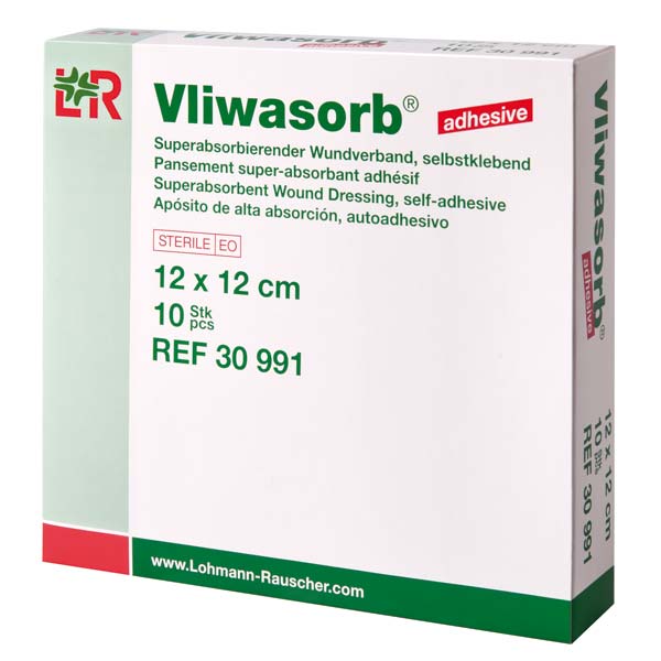 Vliwasorb adhesive 12x12 cm, 10 Stück, steril