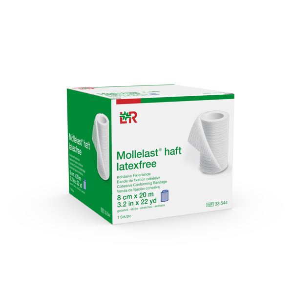 Mollelast haft Kohäs.Fixierb. latexfrei 8 cm x 20 m, einzeln verpackt, blau