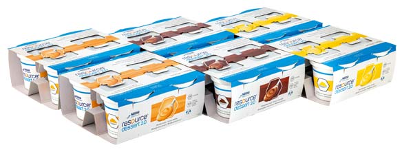 Nestlé Resource Dessert 2.0 Mischkarton 6x4x125 Gramm, hochkal., 200kcal/100g,ab 3 Jahre