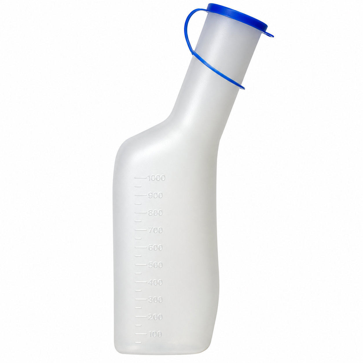 Urinflasche mit Deckel, 1000ml, ohne Griff, milchig-transparent