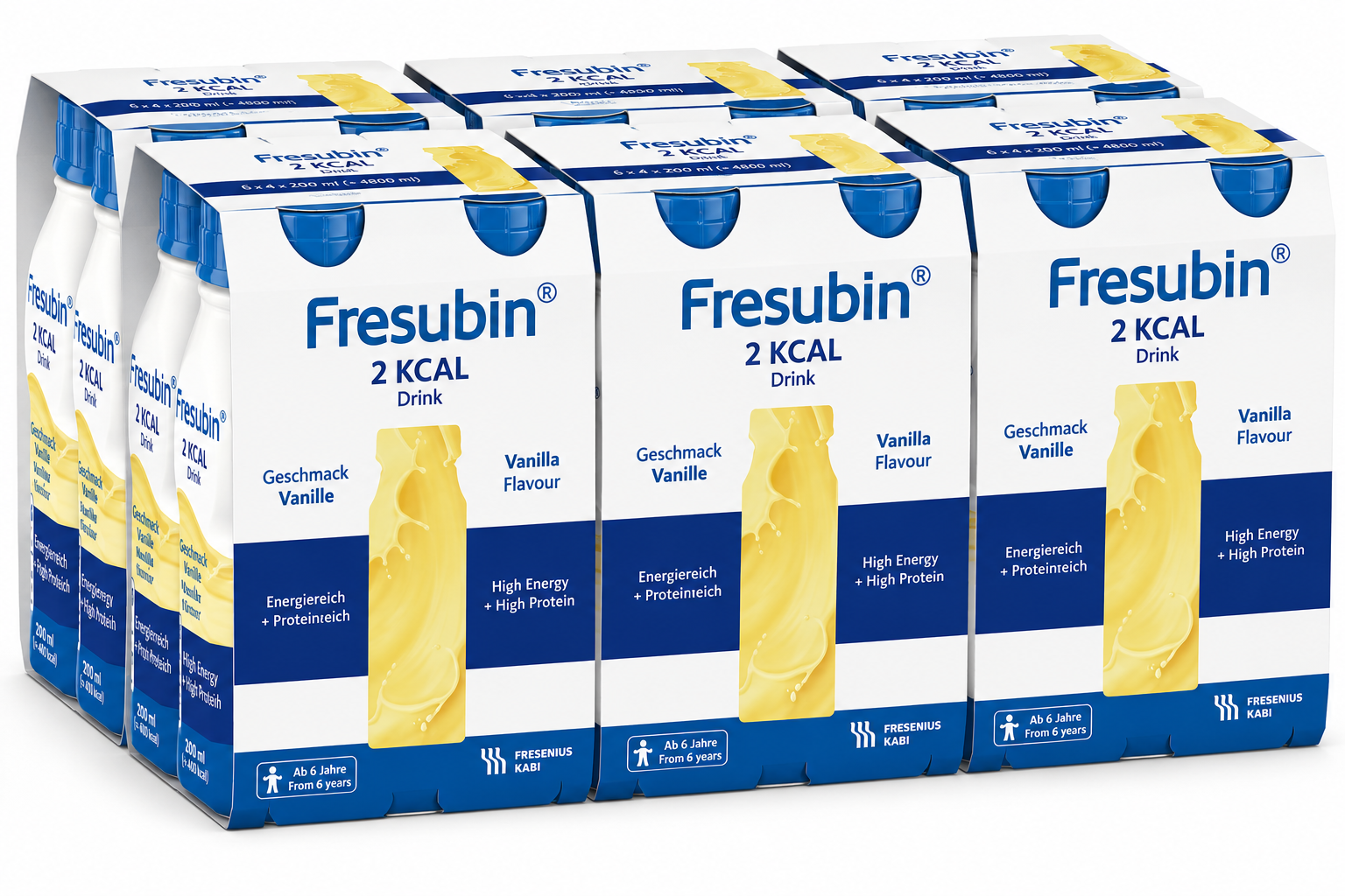 Fresubin 2 kcal Drink Vanille 6x4x200 ml, hochkalorisch, 2,0 kcal/ml, ab 6 Jahre